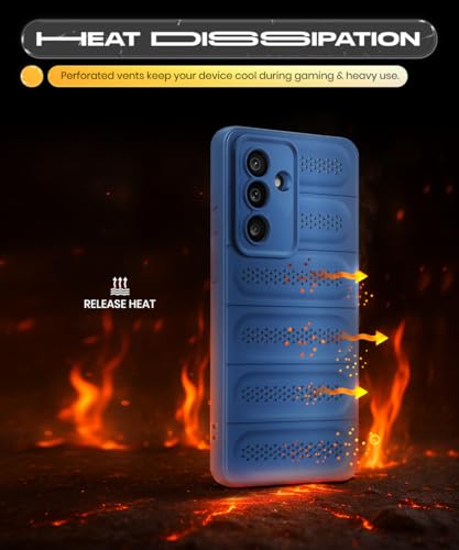 Image of WOW IMAGINE Ultimate Silicone Back Cover Case for Samsung Galaxy M56 5G | Galaxy F56 5G | Heat Dissipation Thin Soft TPU | 360 Camera Protection | Breathable Cooling Holes - Deep Blue