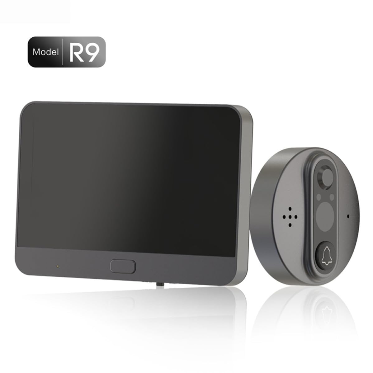Hemobllo Sonnette Visuelle WiFi 720p R9 avec Alarme à Distance pour Maison | Vision Vidéo à Distance, Large Champ Visuel, Système de Sécurité Domestique, Métal, 32g 5000ma