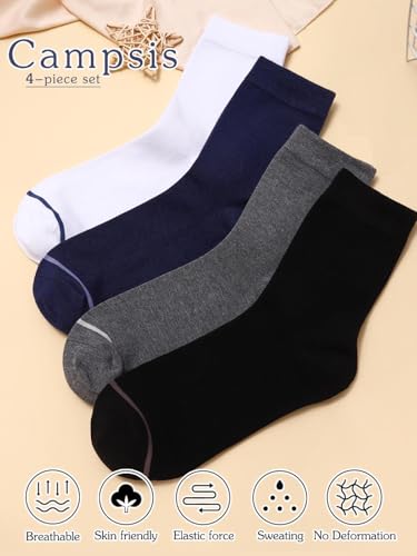 Campsis Men Viscose Socks, Dress Ankle Socks, Breathable Calf Sock(5 Pairs)3