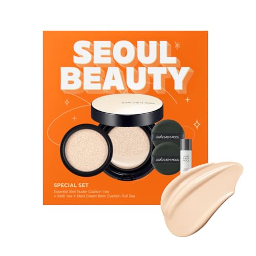 Image of JUNG SAEM MOOL Essential Skin Nuder Cushion | Natural Finish, Buildable Coverage Cushion Foundation by Korean Makeup Artist (Refill Included, SPF 50 | Gift Set with Mool Cream & Puff), 17 Fair Light
