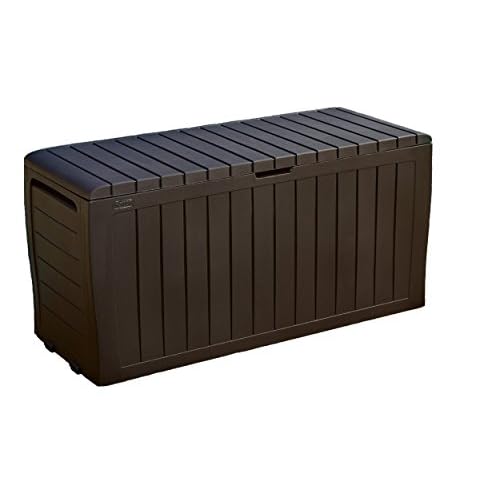 Keter Marvel Plus 71 Gallon Resin Outdoor Storage Box for Patio Storage Box Cushions, Throw Pillows, Garden Tools and Pool Floats, Brown