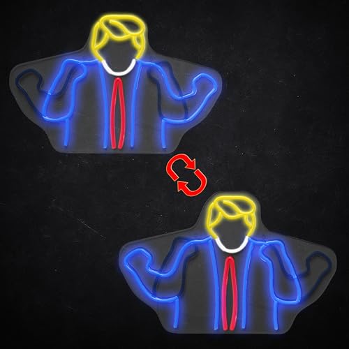 S SPLENDID SOUND Dancing Trump Neon Sign Funny LED Light Wall Decor with Animated Arm - Trump Merchandise trump gifts Political Gag Gift Patriotic & President Gift Unique Birthday Collectible