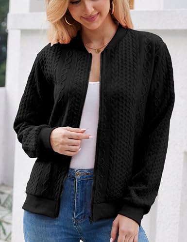 Image of Larmliss Women's Zip Up Cardigan Sweater Hoodies Long Sleeve Jacket Crewneck Casual Outerwear Spring Fall Trendy Coat Outfits