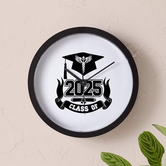 CafePress Caduceus Medical School Graduate Class of 2025 10" Wall Clock for Livingroom, Kitchen, or Office