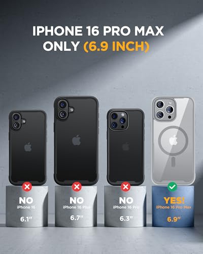 Image of Miracase for iPhone 16 Pro Max Case 6.9'', [Bubble Free] Full-Body Phone case with Built-in Full Glass Screen &Lens Protector,Compatible with MagSafe,Drop Proof 16 Pro Max Cover, Grey
