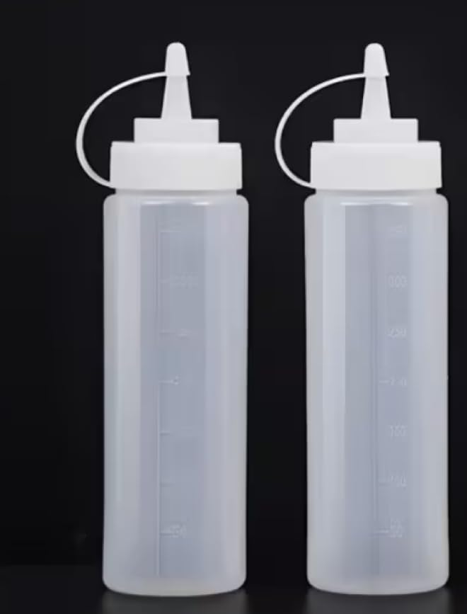 2 Pack Refillable Squeeze Bottles – 14 oz for Ketchup and Oils