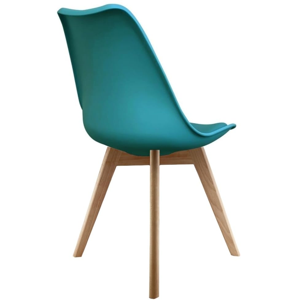 Soho Sedie da Pranzo in Plastica con Gambe Quadrate in Legno Chiara, Adatte per Sala da Pranzo, Soggiorno, Cucina, Camera da Letto, Verde Acqua