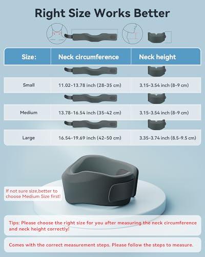 Image of Neck Brace for Sleeping, for Relief Neck Pain and Provide Support Soft Cervical Collar, Neck Support Keep Vertebrae Stable & Aligned Relief of Cervical Spine Pressure Gray (Large Size)