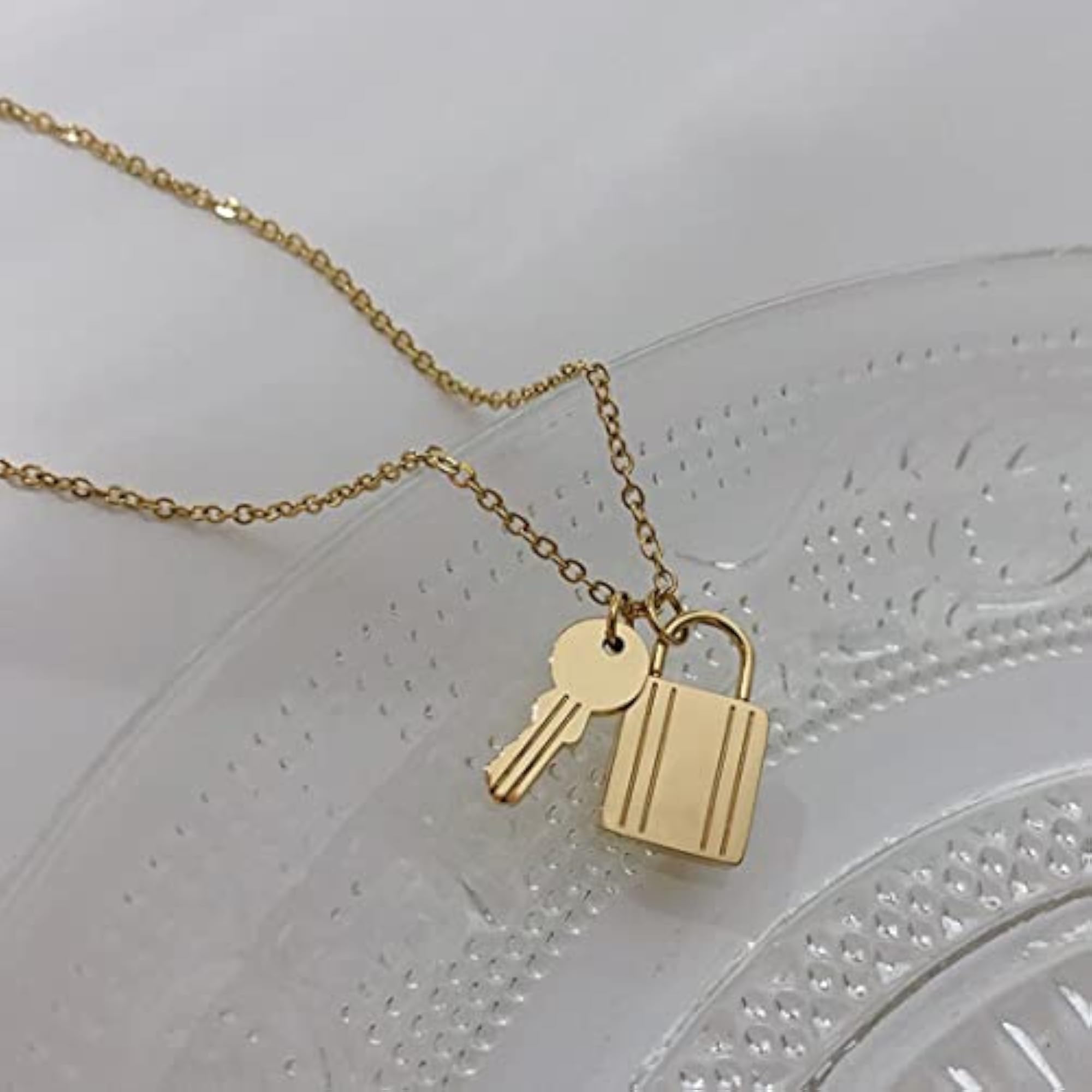 Plated Lock-Key Necklace