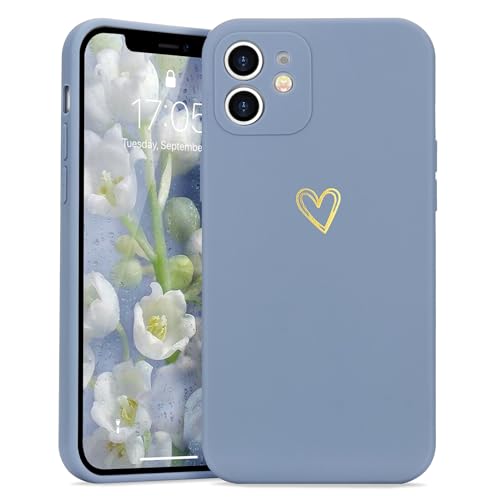 Lafunda Cover Compatibile per iPhone 11 Custodia con protezione fotocamera Antiurto Silicone morbido per Donna motivo cuore protezione integrale Case per iPhone 11 Azzurro