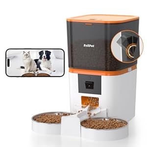 Automatic Cat Feeder with Adjustable Camera for 2 Cats, 5G WiFi 6L Smart Cat Food Dispenser, 1080P HD Video with Night Vision, Pet Feeder with 2-Way Audio for Cats&Dogs, Food Blockage & Motion Alerts
