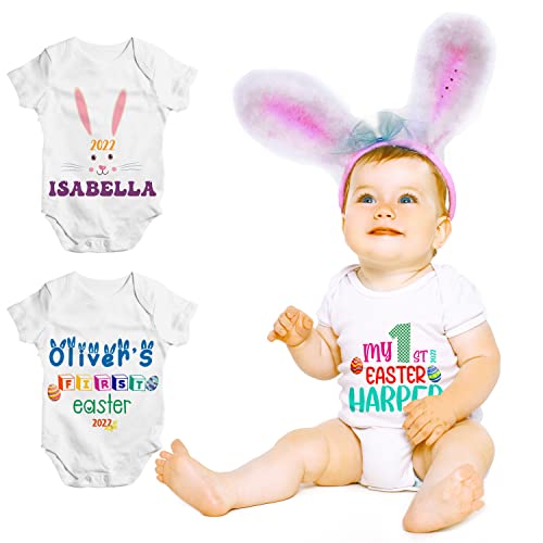 Custom Easter Baby Onesie W/Name - 9 Design - Personalized My First Easter Babies Onesie - Customize Baby Boy Easter Outfit -Easter Outfit Baby Girl, 1St Easter Bunny Bodysuit Newborn-6-12-18-24M C1 #TOP17