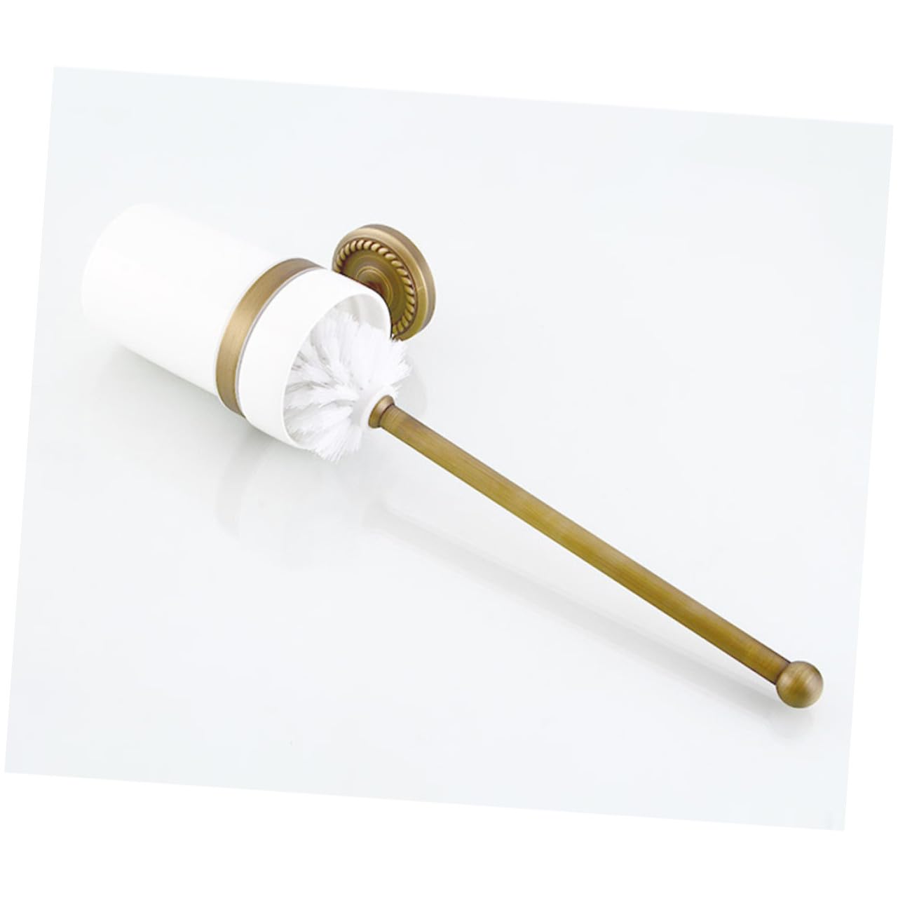 Healifty Conjunto de Cepillo y Soporte Vintage de Cobre Antiguo para Baño Cepillo de Cerdas Suaves y Mango para Hogar Hotel y Oficina Montaje Pared para Limpieza