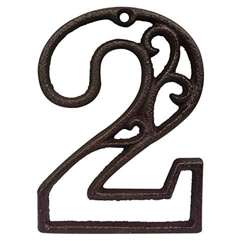 Decorative House Numbers-4.6 Inch High Rustic Cast Iron Home Address Number (Number 2) Cover