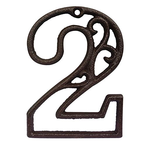 Decorative House Numbers-4.6 Inch High Rustic Cast Iron Home Address Number (Number 2) #TOP13