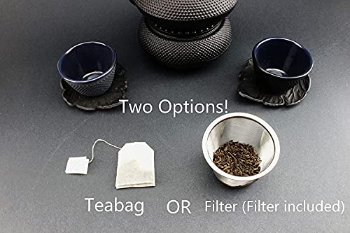 Hobnail Iron Teapot + Warmer - Japanese Antique 24 Fl Oz Black Small Dot Cast Iron Teapot Tetsubin With Infuser / Gift / Birthday Gift / Kitchen / Teapot / Idea For Gift #TOP3