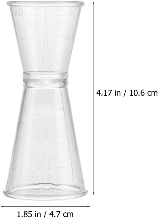 iplusmile Double Head Measuring Cup 2 oz Clear Plastic Cocktail Jigger with Precise Scale Bartender Measuring Cup for Wine Alcohol Bar Tool Set of 5