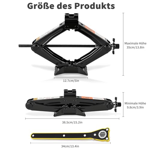 kefflum Scherenwagenheber, 1500 kg Wagenheber Professioneller Scherenwagenheber wagenheber scheren...