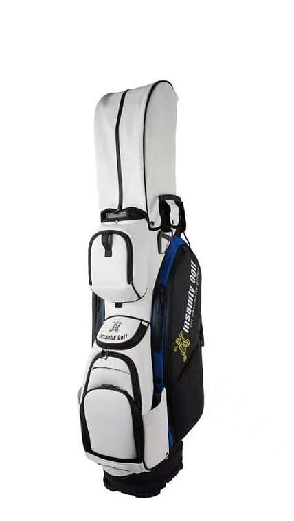 Insanity Golf Deluxe PU Leather 15-Way, Full Dividers, Light-Weight Golf Bag for Golf Cart and Golf Trolley Use - White/Blue/Black