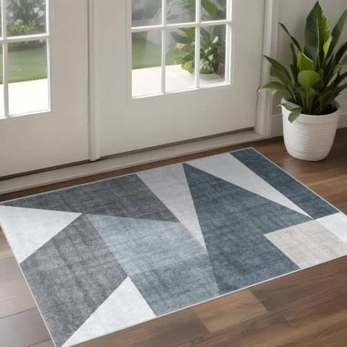 Washable Modern 2x3 Area Rug: Non-Slip Small Throw Carpet Pet Friendly Low Pile Mat...