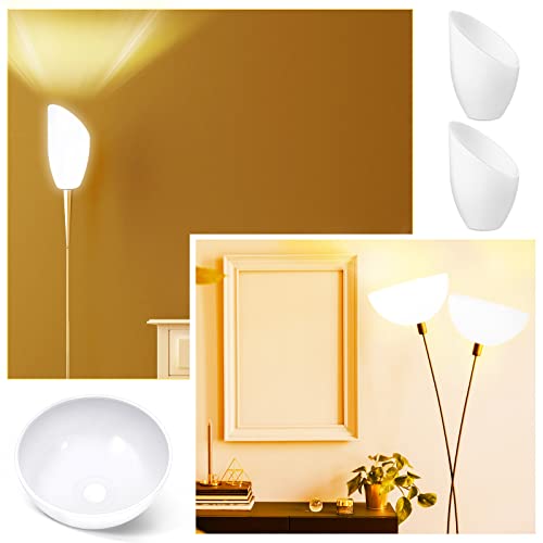 Image of Hortsun Lamp Shades for Floor Lamps 4 Pcs White Replacement Plastic Lampshade 2 Pack 1.65 inch Fitter 10 inch Diameter Bowl Shape 2 Pack 1.97 inch Bottom Size Horseshoe Shape for LED Torchiere Floor Lamps Upright