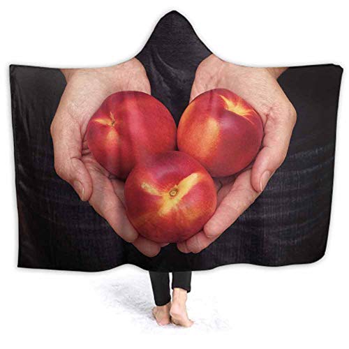 prunushome Wearable Hooded Blanket Woman Hs Harveste Flat Nectarines in Her Palms Closeup