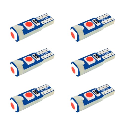 WLJH 6 pcs 3-3030SMD T5 Voiture Ampoules LED PC74 70 37 LED Ampoule Lumière 12 V 1.5 W Tableau de bord Cluster Tachymètre Lumières Lampe, Rouge