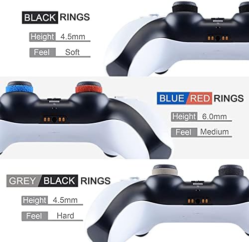 PlayVital 5 Pairs Aim Assist Target Motion Control Precision Rings for PS5, for PS4, Xbox Series X/S, Xbox One, Xbox 360, Switch Pro Controller - 5 Colors 3 Different Strength