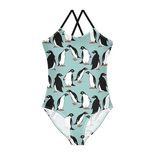 Girls Swimwear 3-10 Years One Piece Halter Swimsuit Penguins Beach Bathing Suit