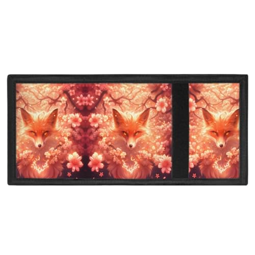 Kids Stylish Prints Trifold Wallet Teens Boys Girls Coin Case Lightweight Card Holder Moneybag Organizer,Sakura Tree and Fox2