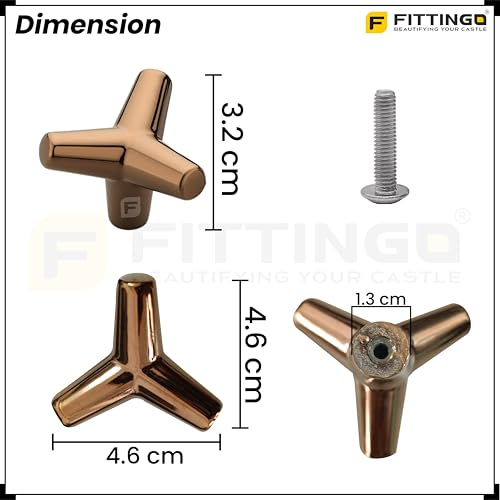 Image of Y Shape Knob for Drawer /Decorative Knobs and Pulls /Drawer Knob /Door Knobs for Drawers (Zinc /PVD Rose Gold Finish) Pack of 8-| 3 Years Warranty |