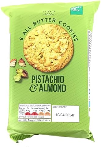 M&S Food 8 All Butter Cookies Pistachio & Almond Flavour 200g - 2 Pack in a Premier Life Store Box