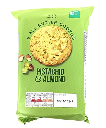 M&S Food 8 All Butter Cookies Pistachio & Almond Flavour 200g - 2 Pack in a Premier Life Store Box