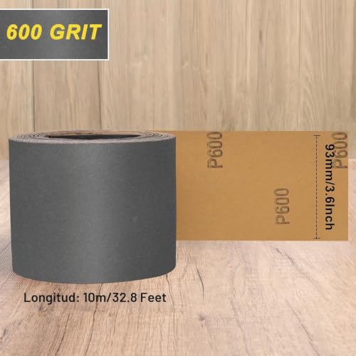 Miniatura 2 de Shineboc Rollo De Papel De Lija Carburo De Silicio Grano 600, 93 Mm X 10 M, Para Lijar Madera, Pintura, Yeso, Relleno, Metal Y Más, Papel De Lija De 93 Mm De Ancho Compatible