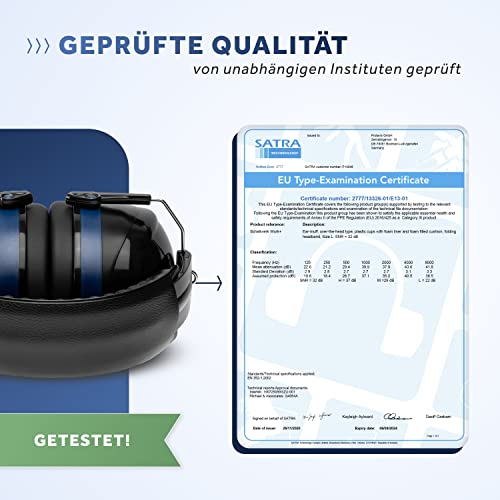 Schallwerk ® Work+ Gehörschutz Erwachsene - Arbeit Ohrenschützer - Gehörschutz Schießsport - Verstellbarer Kapselgehörschutz SNR 27 dB - Komfortabler Schutz für laute Umgebungen, Kinder, Lärmschutz
