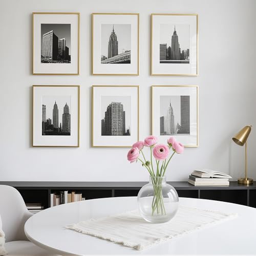 Image of upsimples Aluminum 12x16 Picture Frame Gold, Display Photo 8.5x11 with Mat or 12 x 16 without Mat, Wall Hanging Metal Poster Frame with Acrylic Cover, 1 Pack