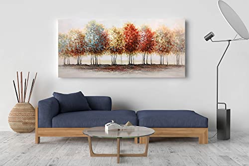 Tiancheng Art, 30X60 Inch Modern Abstract Painting Oil Hand Painting Tree Hand-Painted On Canvas Acrylic Big Wall Art Colorful Forest Home Hanging Wall Decoration #TOP3