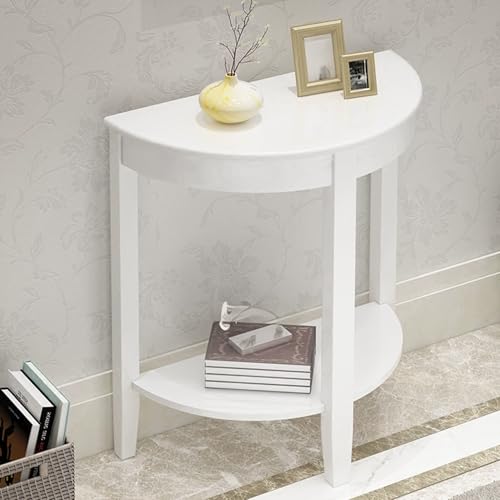 Mesa consola – Mesa de entrada estrecha de cristal, mesa de sofá contemporánea con estantes abiertos para sala de estar o pasillo