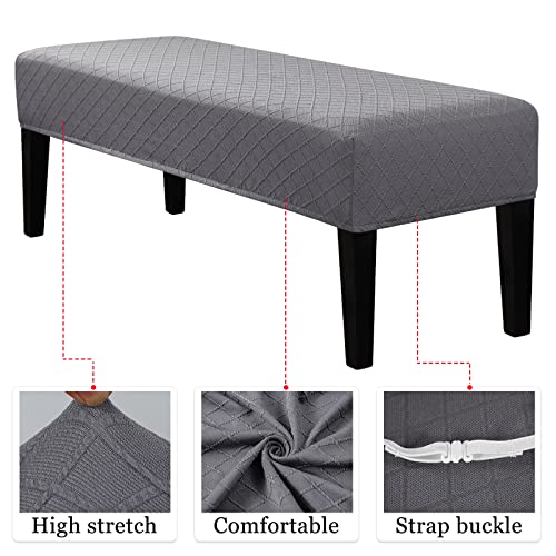 Lebaley Dining Bench Covers Stretch Jacquard Bench Slipcover Removable Washable Anti-Dust Bench Seat Protector Cover For Dining Room Living Room Bedroom Kitchen(Light Gray) #TOP3