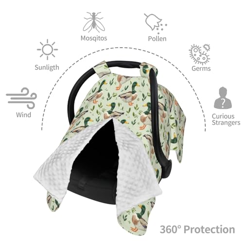 Image of Cute Mallard Duck Baby Car Seat Canopy Nursing Cover for Newborn Car Seat Breastfeeding Covers Blanket Newborn Shower Gift