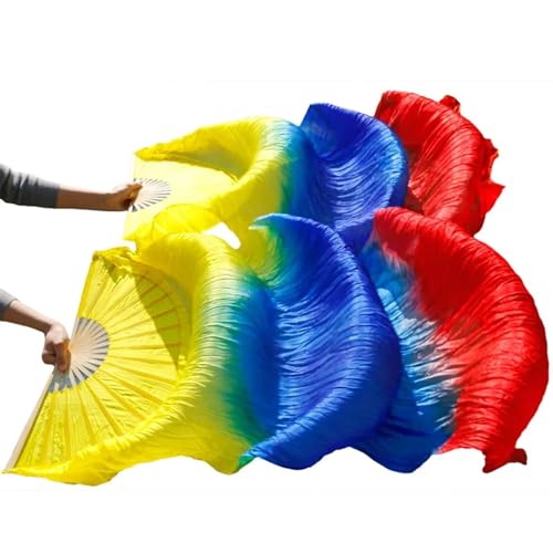Éventail de voile danse du ventre multicolore fait main en imitation soie