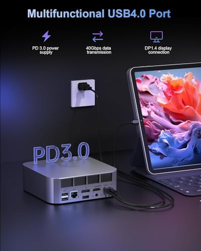 Image of Beelink SER8 Mini PC AMD Ryzen 7 8745HS, 16GB DDR5-5600MHz 512GB PCIe4.0 SSD, AMD Radeon 780M Graphics 12core 2600MHz Gaming PC, USB4.0 / Triple Display / WiFi6 / BT5.2 /2.5Gbps LAN Mini Computer