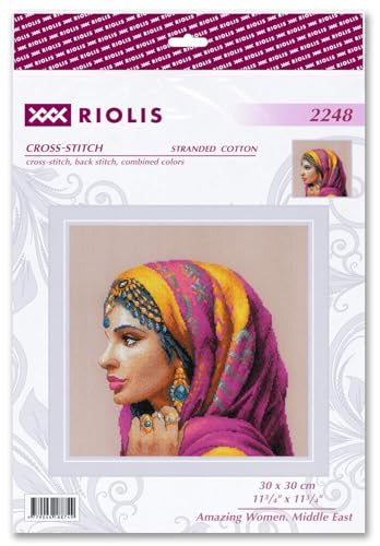 Image of RIOLIS - Amazing Women. Middle East 2248, Cross Stitch Kits 11 inchx11, Cross Stitch for Beginners & Advanced, Crossstitch for Adult, Counted Stitching Kits, Embroidery Kit