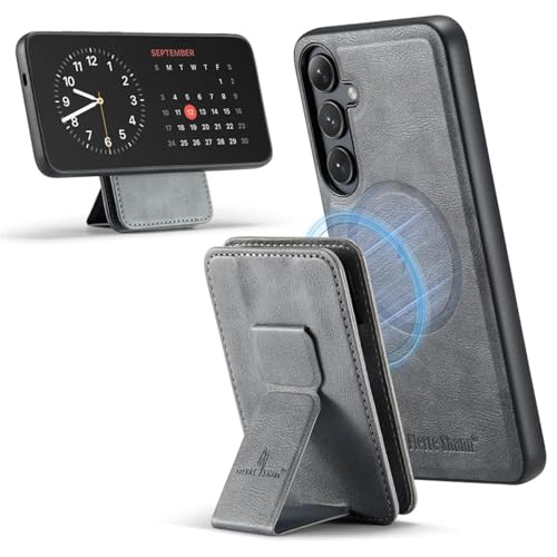 Étui portefeuille magnétique 2 en 1 gris pour Galaxy S23 Plus