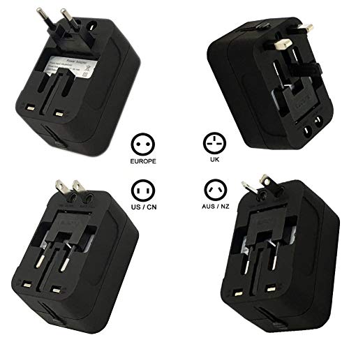 Travel Adapter, Worldwide All In One International Power Adapter Universal Adapter Plug With 2.1A Dual Usb Charging Ports For Asia Europe Uk Aus And Usa (Black) #TOP4