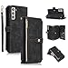 UEEBAI Case for Samsung Galaxy S22 Plus 5G, 9 Card Slots Retro Leather Wallet Shockproof Flip Cover with Hand Strap Card Slots Zipper Pocket Kickstand Handbag Magnetic Closure - Retro Black