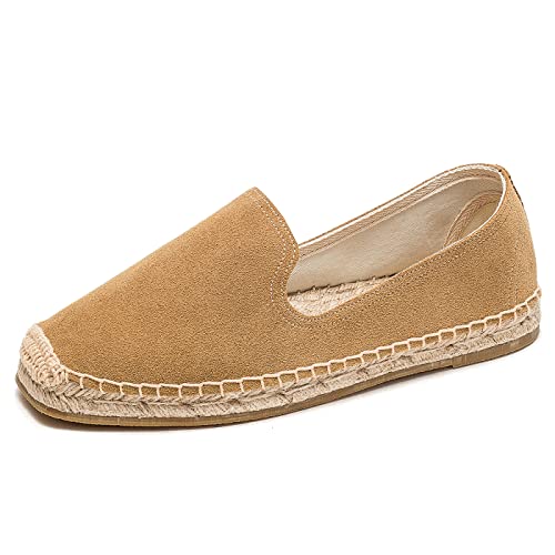 Image of Men's Classic Suede Canvas Round Cap Toe Espadrilles Loafers Pure Color Slip On Comfortable Flats Shoes