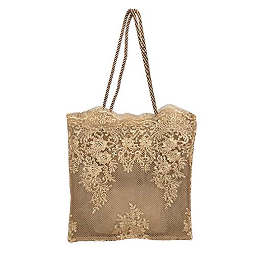 Women Flower Embroidery Tote Frosted Silk Straw Bag Summer Seaside