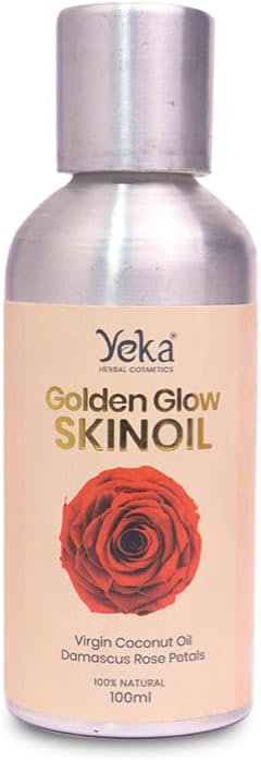 Yeka Golden Glow Skin Oil | 8-in-1 Nourishing Face & Body Oil | Rose-Infused Virgin Coconut Oil | Tan Removal,Double Cleansing, Body Care, Lip, Baby & Maternity Use | Natural Glow Oil | 100ml