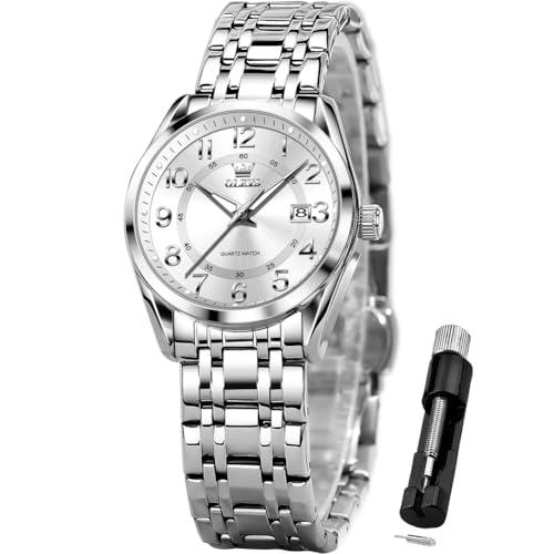 Image of OLEVS Womens Watches Classic Dress Quartz Female Wristwatch Ladies Stainless Steel Waterproof Luminous Date Easy Read Watch for Lady